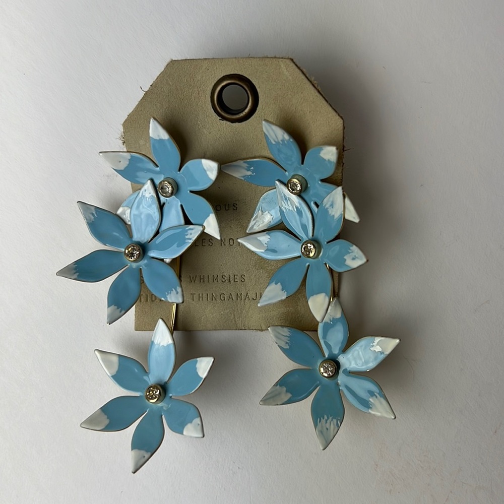 NWT Anthropologie blue flower statement earrings